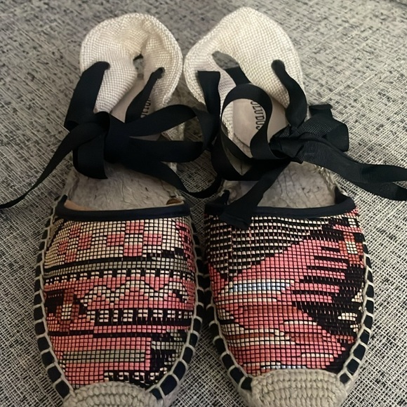 Saludos "Tapestry" Espadrilles Tie Up Sandals Size 8 - Picture 2 of 12